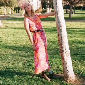 Vintage neon floral dress